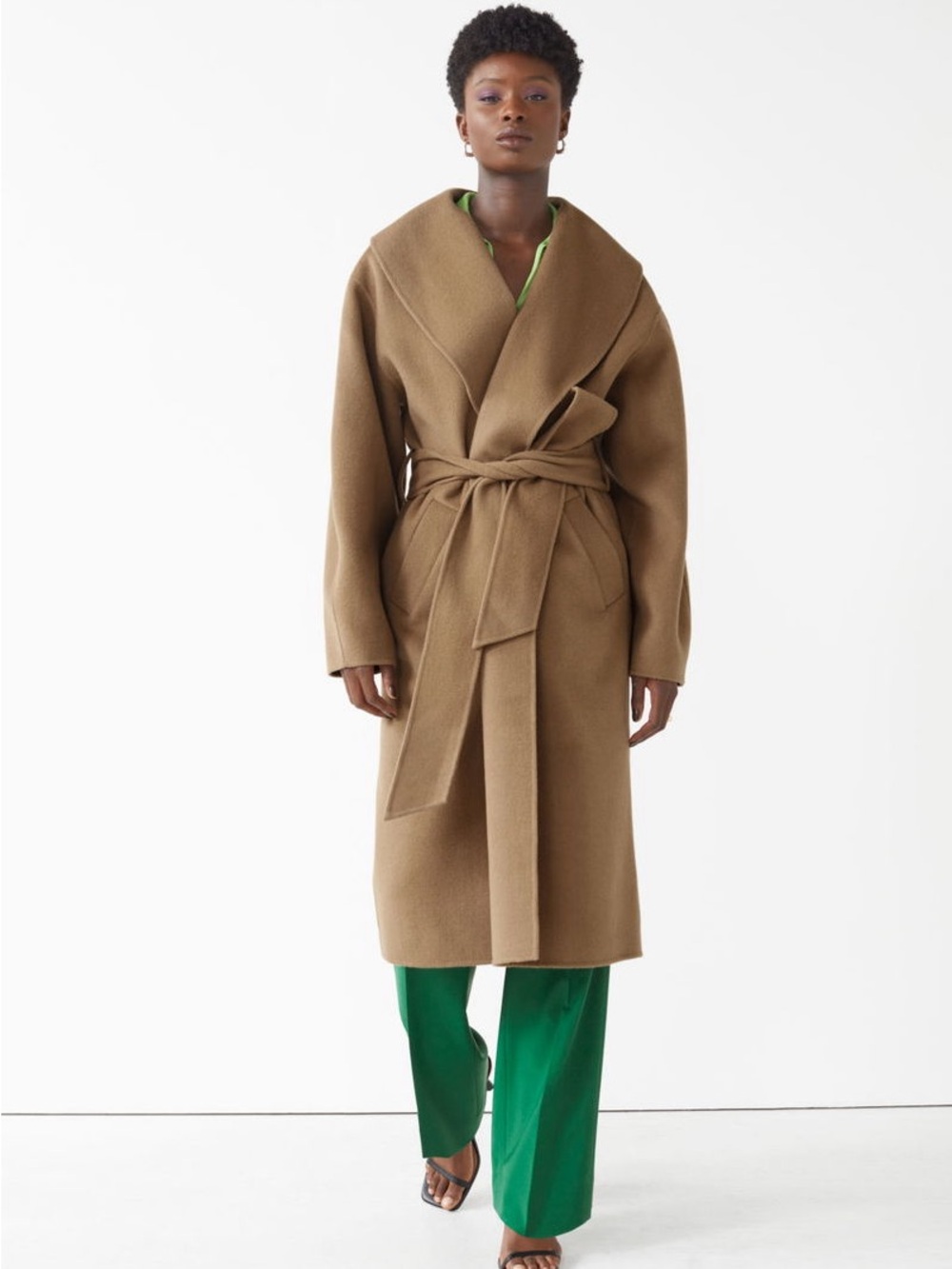 & OTHER STORIES OVERSIZED SHAWL-COLLAR WOOL COAT - Picture 3 of 8